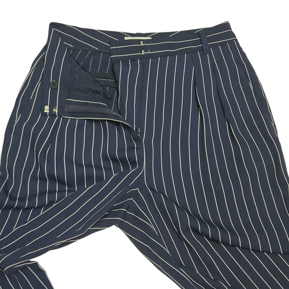 Aritzia Babaton Modesto Navy Pinstripe Ankle Trousers Pants Women Size  US 4 - Picture 3 of 12